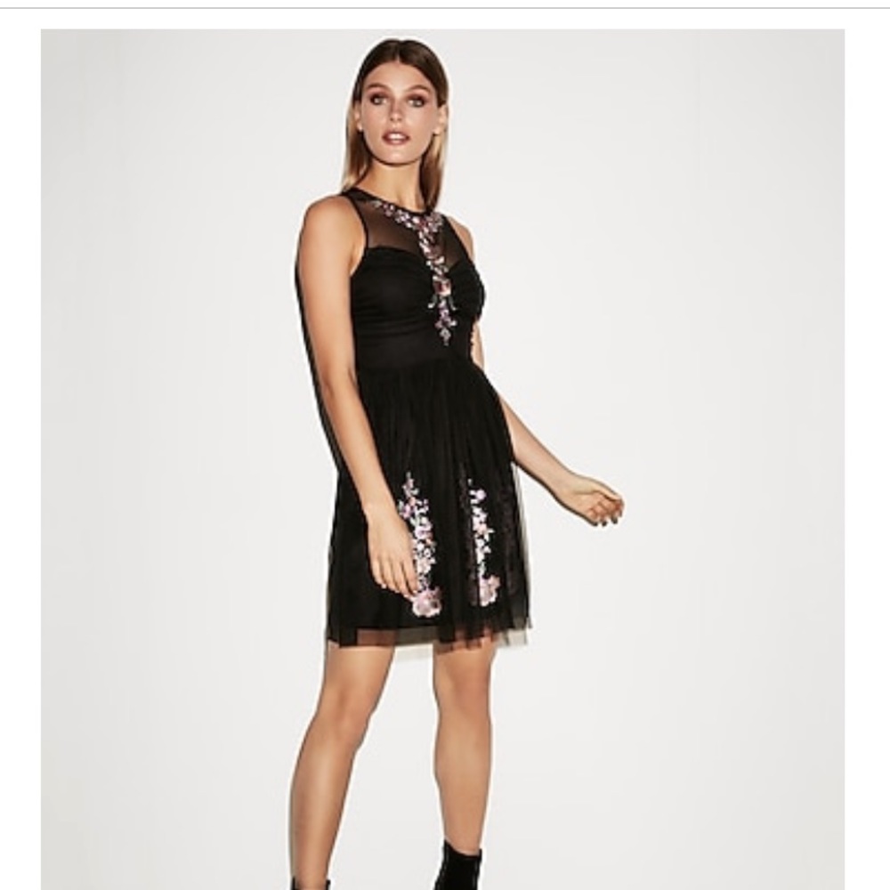 Embroidery Ruched Fit and Flare Dress